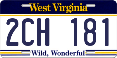 WV license plate 2CH181