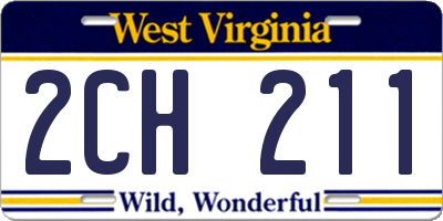 WV license plate 2CH211