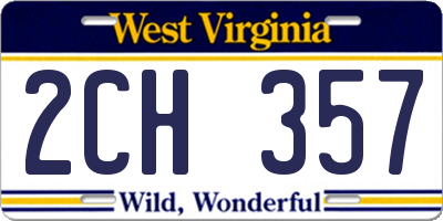WV license plate 2CH357