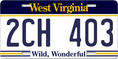 WV license plate 2CH403