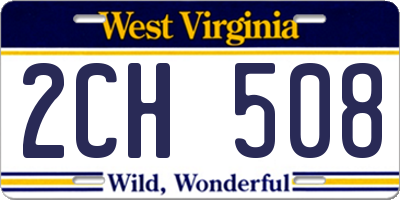 WV license plate 2CH508