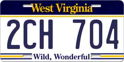 WV license plate 2CH704