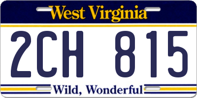 WV license plate 2CH815