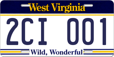WV license plate 2CI001