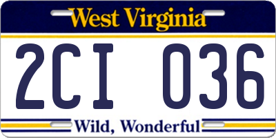 WV license plate 2CI036