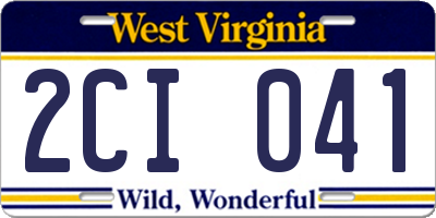 WV license plate 2CI041