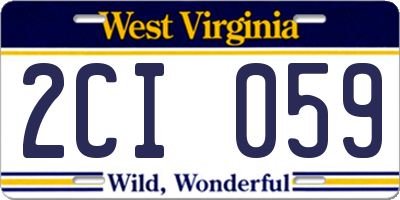 WV license plate 2CI059