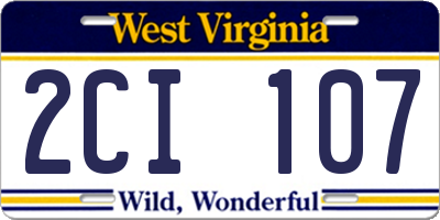 WV license plate 2CI107