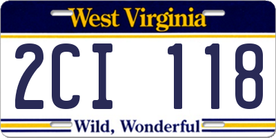 WV license plate 2CI118