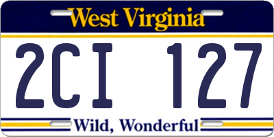 WV license plate 2CI127
