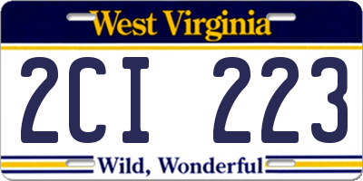 WV license plate 2CI223