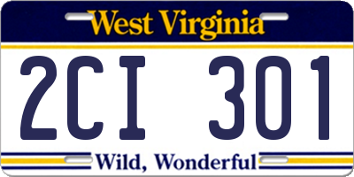 WV license plate 2CI301