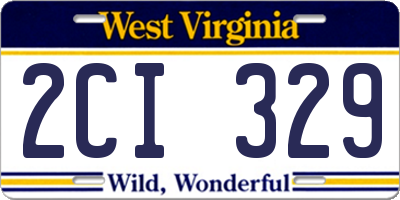 WV license plate 2CI329
