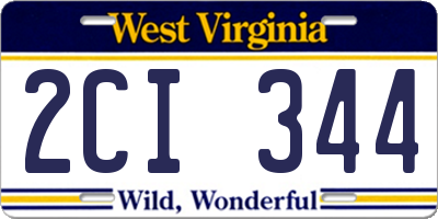 WV license plate 2CI344