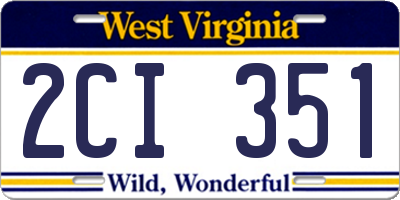 WV license plate 2CI351