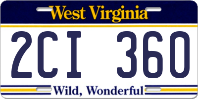WV license plate 2CI360