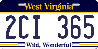 WV license plate 2CI365