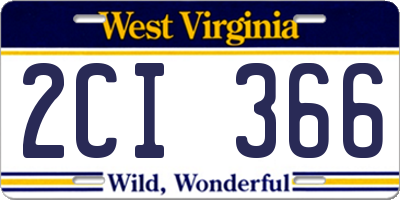 WV license plate 2CI366