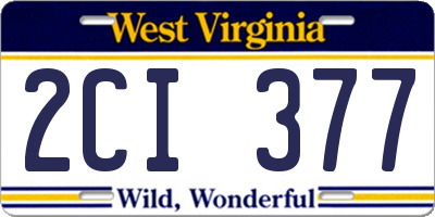 WV license plate 2CI377