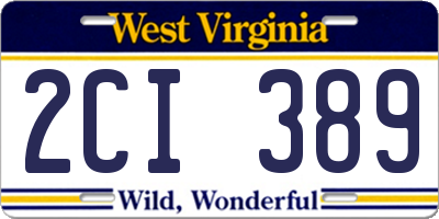 WV license plate 2CI389
