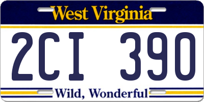 WV license plate 2CI390