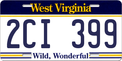 WV license plate 2CI399
