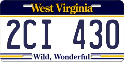WV license plate 2CI430