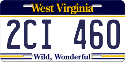 WV license plate 2CI460
