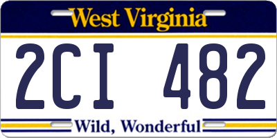 WV license plate 2CI482