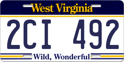 WV license plate 2CI492