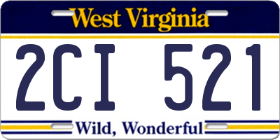 WV license plate 2CI521