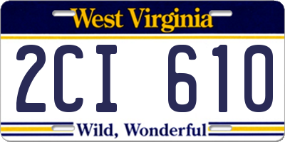 WV license plate 2CI610
