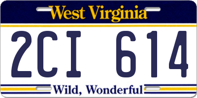 WV license plate 2CI614