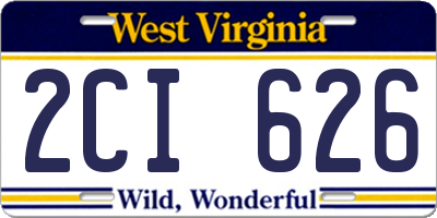 WV license plate 2CI626