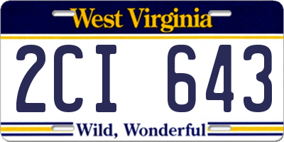 WV license plate 2CI643