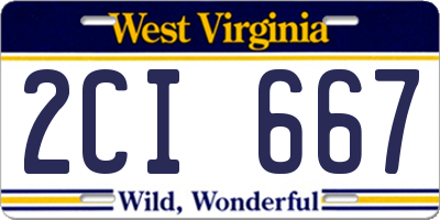 WV license plate 2CI667