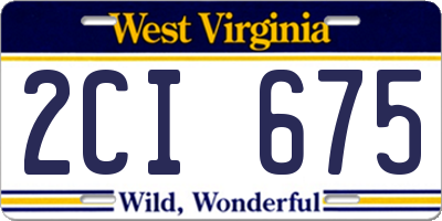 WV license plate 2CI675