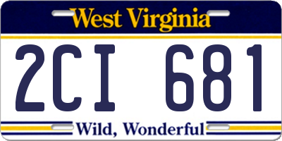 WV license plate 2CI681