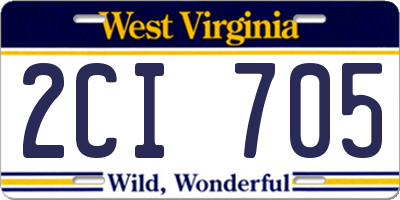 WV license plate 2CI705