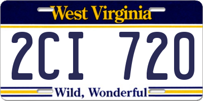 WV license plate 2CI720