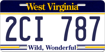 WV license plate 2CI787