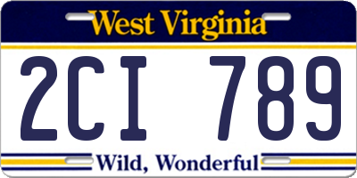 WV license plate 2CI789