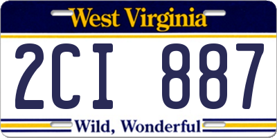 WV license plate 2CI887