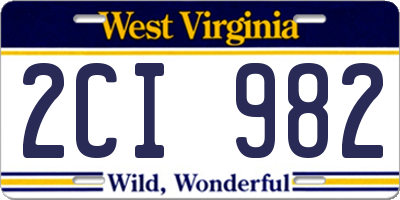 WV license plate 2CI982