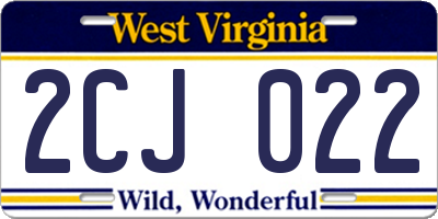 WV license plate 2CJ022