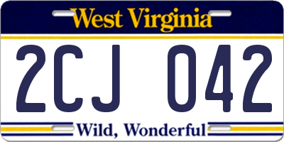 WV license plate 2CJ042