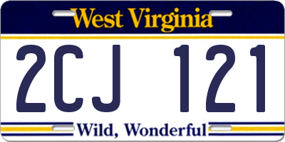 WV license plate 2CJ121
