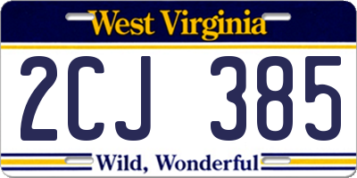 WV license plate 2CJ385
