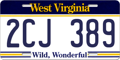 WV license plate 2CJ389