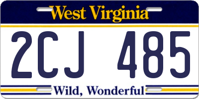 WV license plate 2CJ485